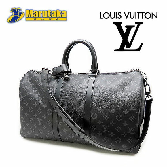 Louis Vuitton Keepall Eclipse Black Boston Bag Shoulder Bag Black - Picture 1 of 9